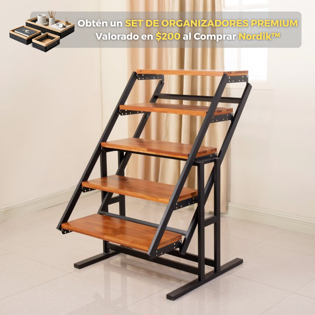 Nordik™  Mesa Estantería 3-en-1